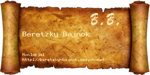 Beretzky Bajnok névjegykártya